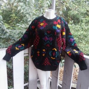 Vintage 80s 90s Grandpa Chunky Knit Wool Sweater